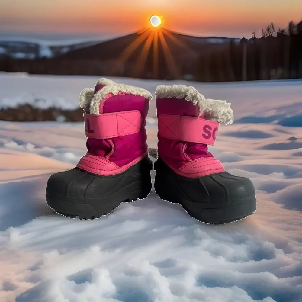 Sorel Snow Commander Toddler Winter Boots Pink Purple Black Waterproof Size 7